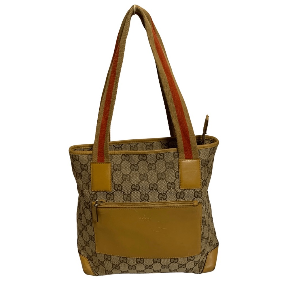 Gucci Small Monogram Canvas Zipper Top Tote Bag